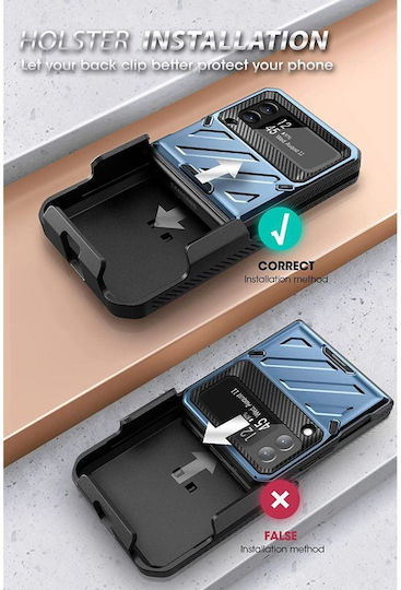 Supcase Beetle Pro С пълно покритие (360°) Пластмаса 2мм син металик (Galaxy Z Flip4)