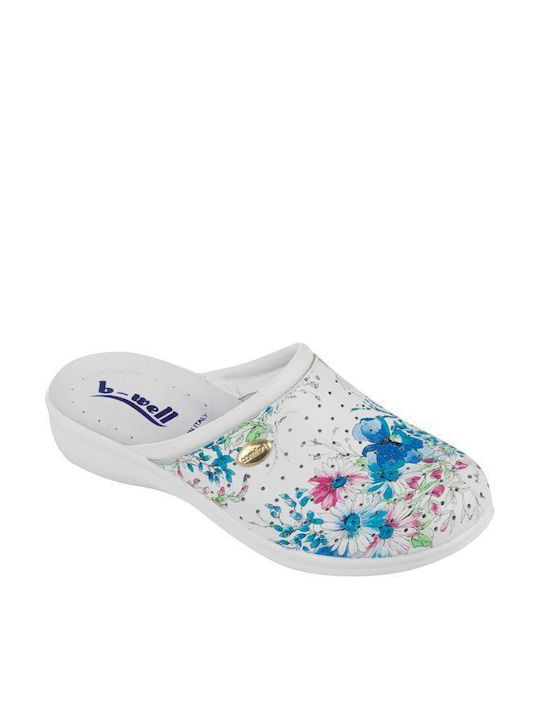 B-Well Aerial Lady Damen Leder Clogs Flowers