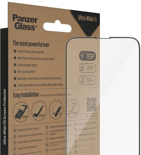 PanzerGlass Ultra-wide Fit Antibacterial Full Face Tempered Glass Μαύρο (iPhone 14 Plus / 13 Pro Max)