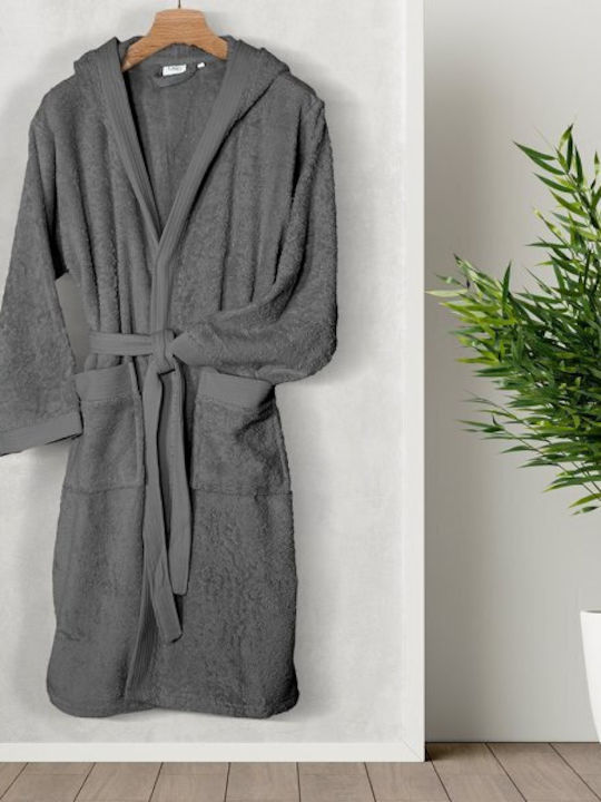 Lino Home Mellowhood Γκρι Σκούρο Μπουρνούζι με Κουκούλα Γκρι Σκούρο Lino Home Mellowhood Γκρι Σκούρο Μπουρνούζι με Κουκούλα Γκρι Σκούρο