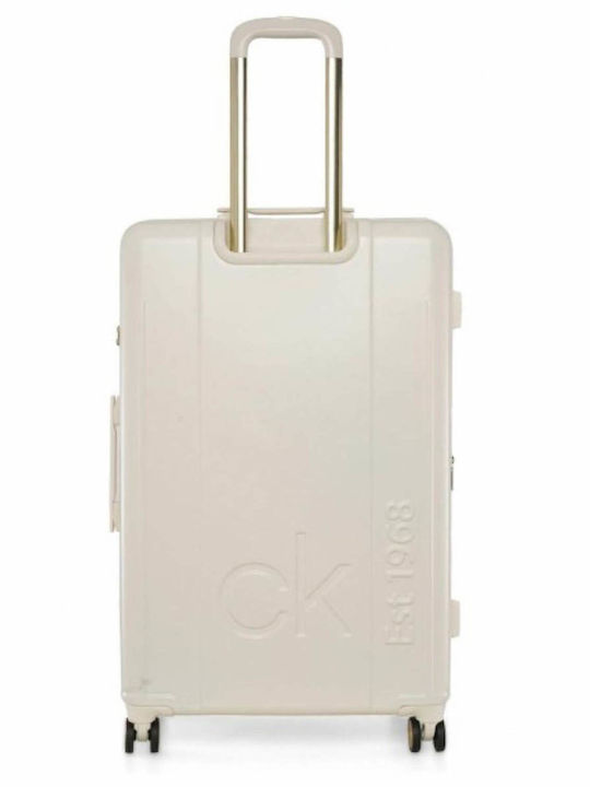 Calvin Klein Physique Valiză Mare De Călătorie Dură Albă Cu 4 Roți Înălțime 77 Cm