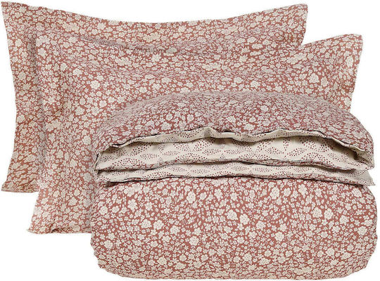 Das Home Bettwäsche-Set Doppel mit Gummiband 150x200+35cm. 9584 Rosa 4Stück