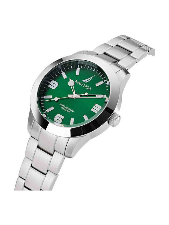 Nautica Pacific Beach Ανδρικό Ρολόι 43mm Μπαταρίας με Ασημί Μεταλλικό Μπρασελέ