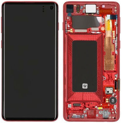 Samsung Mobile Phone Screen Replacement with Frame andTouch Mechanism for Galaxy S10 (Red)