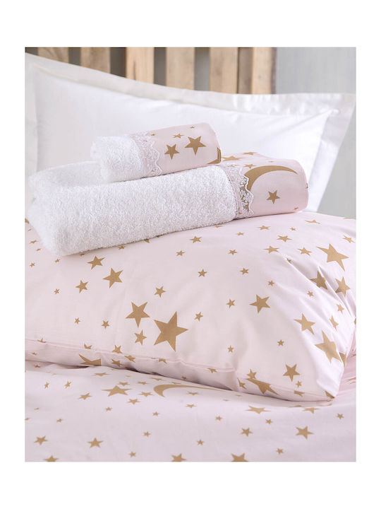 Rythmos Seturi de cearșafuri Single Bumbac Moonlight Roz 230x260cm 4buc