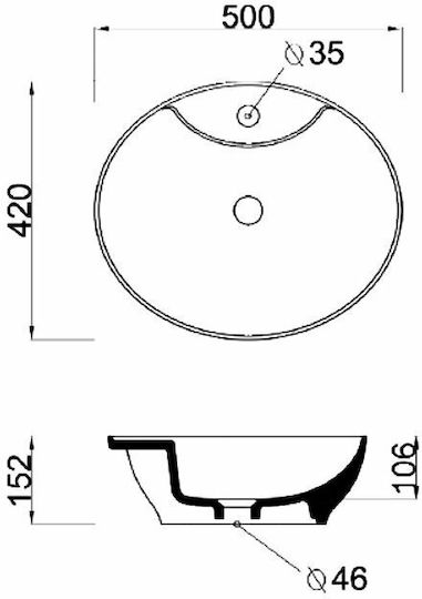Olympia Trend 01 Надеждна мивка Порцелан 50x42x10.6см Бял