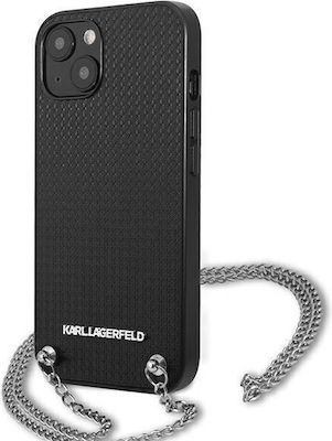 Karl Lagerfeld Textured Back Cover Σιλικόνης με Λουράκι Μαύρο (iPhone 13)