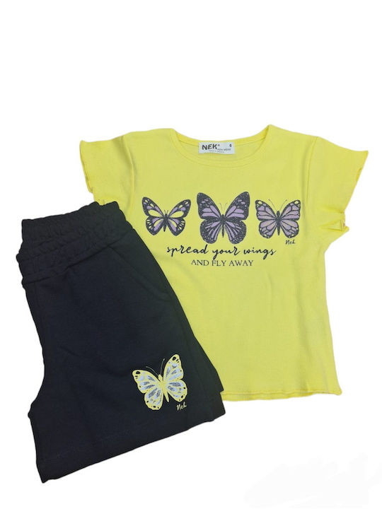 Nek Kids Wear Kids Set with Shorts Summer 2pcs Yellow