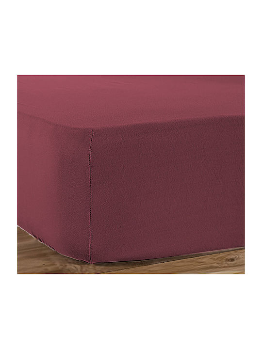 Nef-Nef Homeware Sheet Super-Double with Elastic 160x200+30cm. Jersey 970 Bordeaux