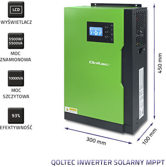 Qoltec Hybrid Off-Grid Modified Sine Wave Power Inverter 5500W with Input Voltage 48V 53887