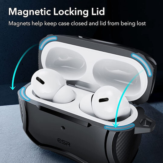 ESR Cyber Armor Halolock MagSafe Plastic Case with Keychain Black for Apple AirPods Pro