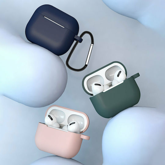 Hurtel Soft Silicone Case with Keychain Pink for Apple AirPods 3