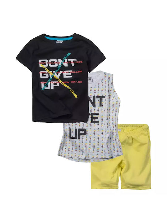 New College Kids Set with Shorts Summer 3pcs Multicolour