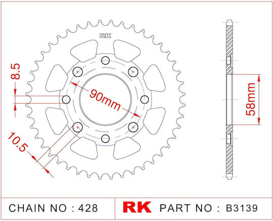 Pinion spate V50 39Δ pentru Yamaha V50