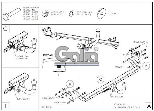 Galia Abschlepphaken Auto Hyundai i20