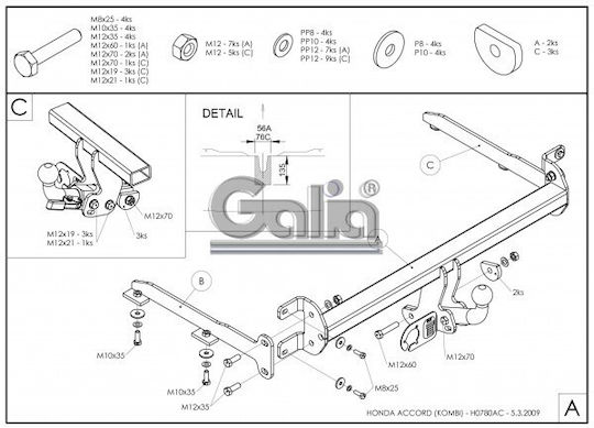 Galia Abschlepphaken Auto Honda Übereinstimmung