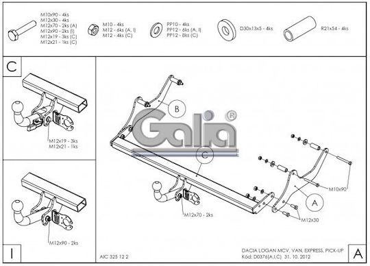Galia Abschlepphaken Auto Dacia Logan MCV