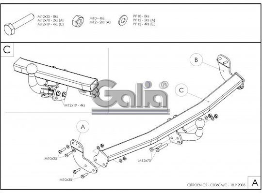 Galia Abschlepphaken Auto Citroen C2