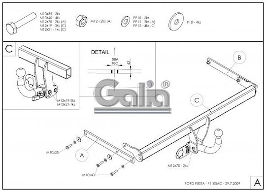 Galia Abschlepphaken Auto Ford Fiesta