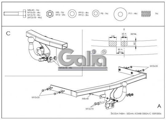 Galia Abschlepphaken Auto Skoda Fabia