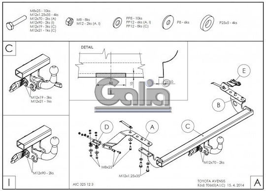 Galia Abschlepphaken Auto Toyota Avensis
