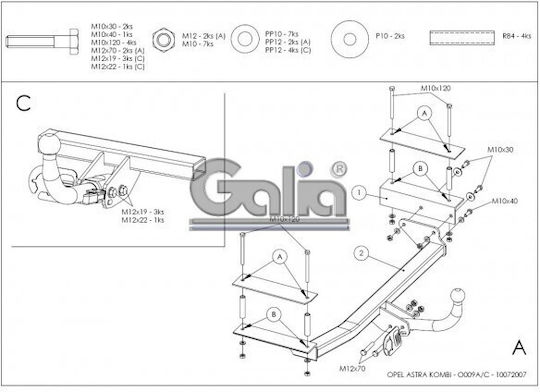 Galia Abschlepphaken Auto Opel Astra