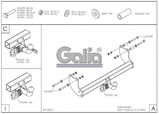 Galia Abschlepphaken Auto Ford Transit