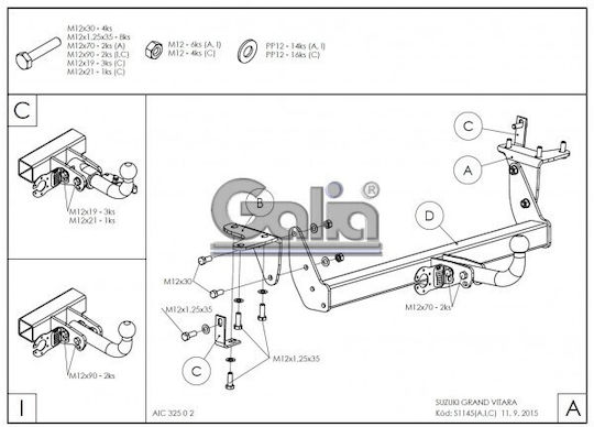 Galia Abschlepphaken Auto Suzuki Großer Vitara