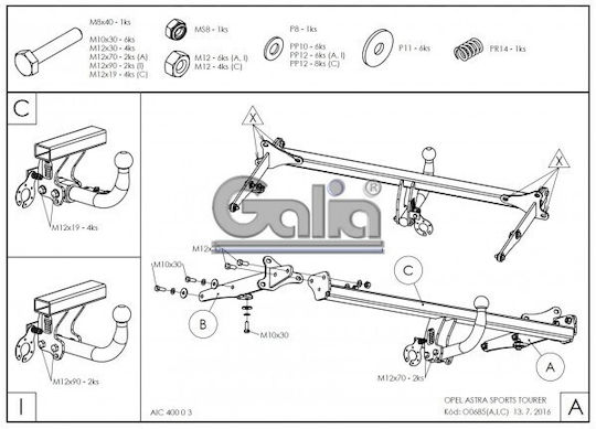 Galia Abschlepphaken Auto Opel Astra