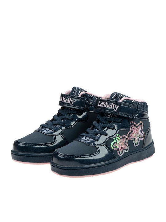 Kids Sneakers High with Scratch Navy Blue