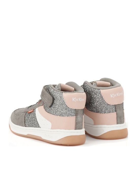 Kickalien Παιδικά Sneakers High Ανατομικά με Σκρατς Γκρι