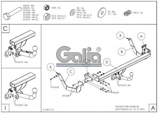Galia Abschlepphaken Auto Peugeot 508