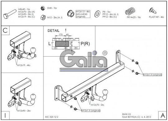 Galia Automatic Tow Hook Car BMW X4 2014 - 2018 Automatic Maximum Towing Weight 2500kg