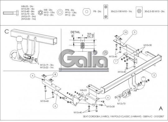 Galia Abschlepphaken Auto Seat Cordoba