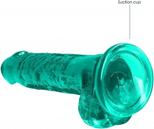 Shots Realistic Dildo With Balls Realistisches Dildo mit Hoden und Saugnapf Turquoise 17cm