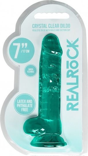 Shots Realistic Dildo With Balls Realistisches Dildo mit Hoden und Saugnapf Turquoise 17cm