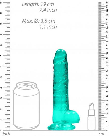 Shots Realistic Dildo With Balls Realistisches Dildo mit Hoden und Saugnapf Turquoise 17cm