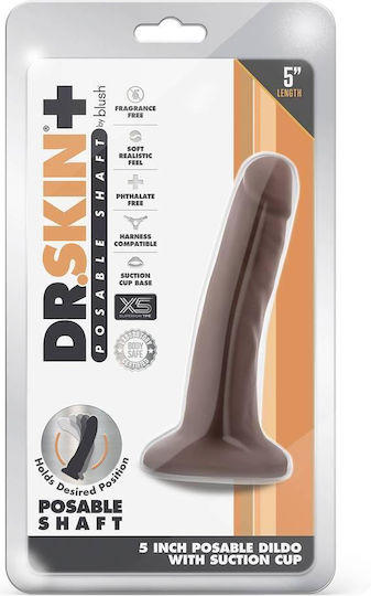 Dr. Skin Plus Posable Dildo realist Cu ventuză Ciocolată 14cm