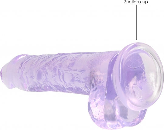 Shots Realistic Dildo with Balls Glass Dildo with Balls and Suction Cup Purple 20cm