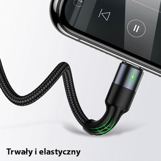 Usams SJ410 U26 Geflochten USB zu Blitzschlag / Typ-C,TC-TC / Micro-USB Kabel 2A Schwarz 0.35m (SJ410USB01)