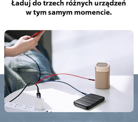 Usams SJ410 U26 Geflochten USB zu Blitzschlag / Typ-C,TC-TC / Micro-USB Kabel 2A Schwarz 0.35m (SJ410USB01)