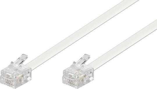 Flat Telephone Cable RJ11 6P4C 3m White (01.074.0019)