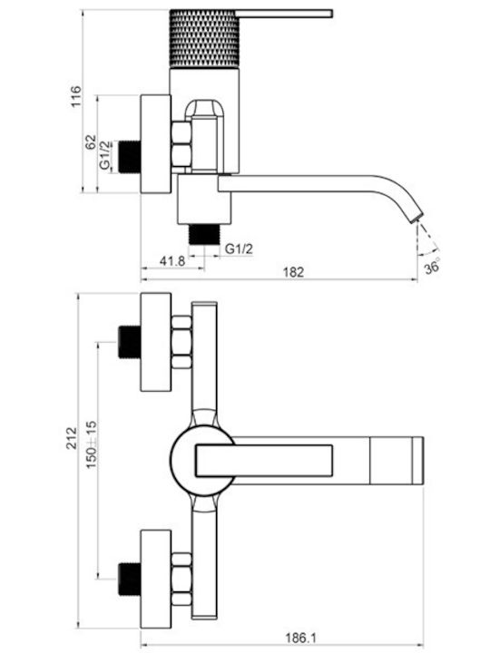 Interflex Hermes HBT-44668 Αναμεικτική Μπαταρία Μπανιέρας Χρυσή