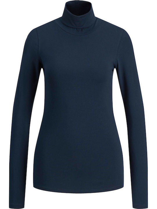 Jack & Jones Winter Women's Blouse Turtleneck Long Sleeve Navy Blue