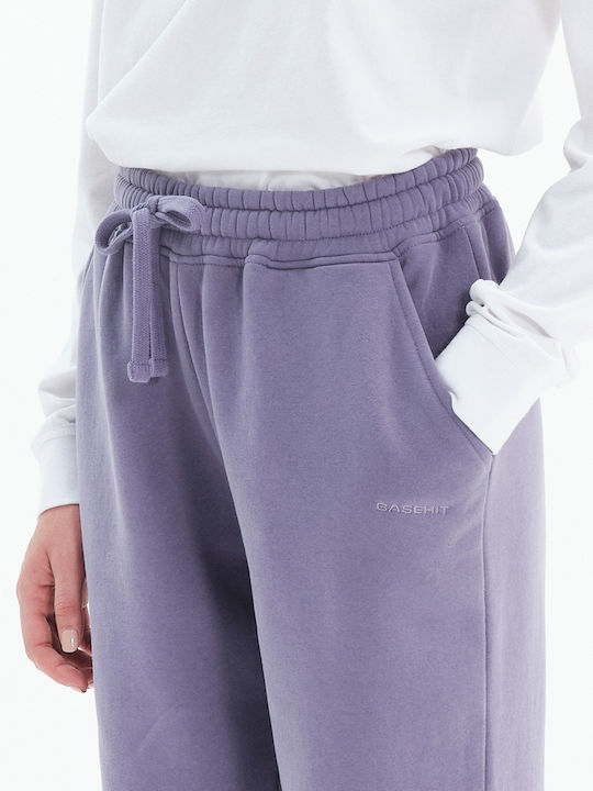 222.bw25.102 Violet Παντελόνι Φόρμας με Λάστιχο Fleece Violet