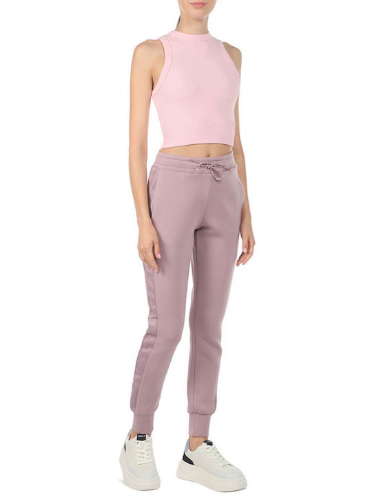 Guess Damen Sportliches Crop Top Ärmellos Rosa