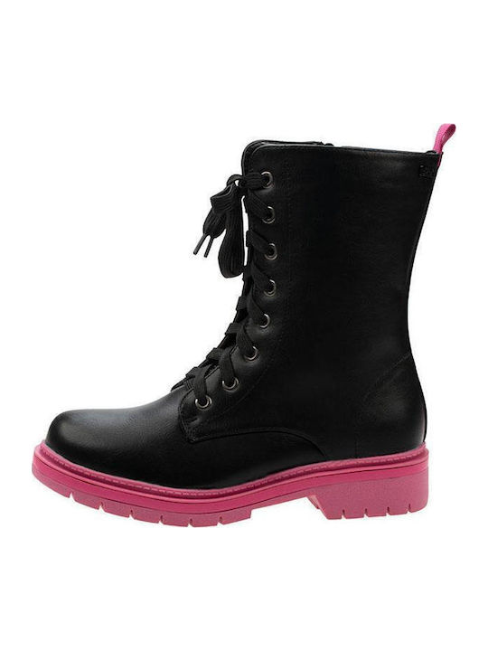 Iva Anatomical Leather Kids Boots with Laces Black