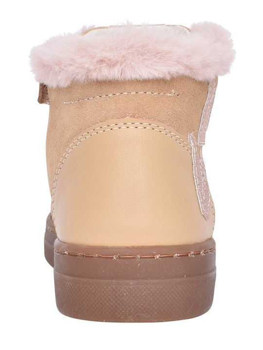 Anatomisch Lederne Kinderstiefeletten mit Schnürsenkeln Beige