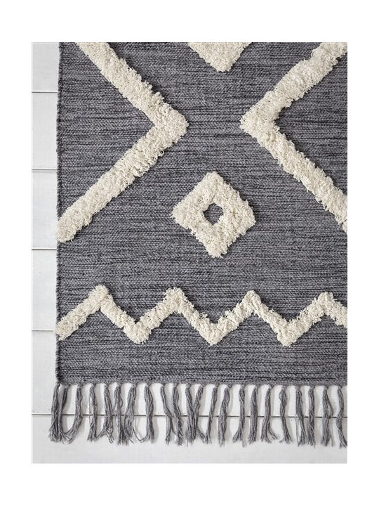 Nima Samir Rug Rectangular Summer Cotton with Fringes Gray