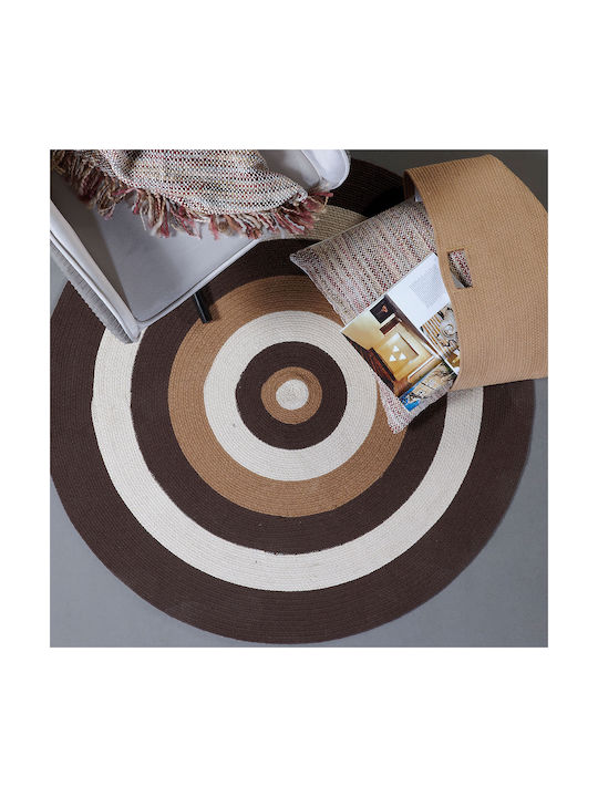 Kentia Jake Rug Round Summer from Jute 04 Beige / Brown